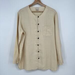 Vintage J. Jill 100% Hemp Button Tunic Top Womens Large Natural Cream Oversized